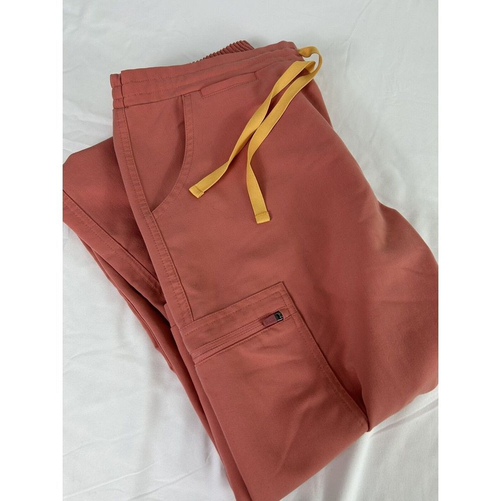 Figs Women's Ankle Pants in Rust with Yellow Drawstring